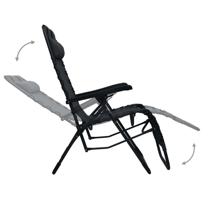 Elégant Transat de la plage Noir - Chaise pliable de terrasse Noir Textilène PRO7637045409922