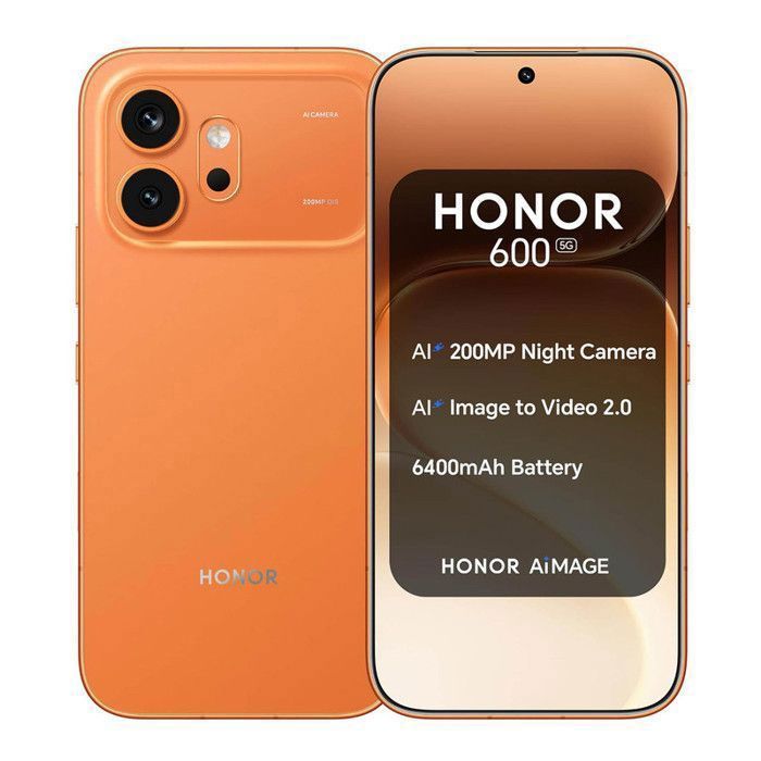 Smartphone HONOR 600 5G 8Go Ram 512Go Orange Écran 6.57" 6 400mAh AI 200 MP Ultra Night HONOR SuperCharge 80 W - EU version
