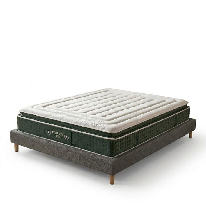Ensemble literie - SAMPUR - Émeraude - 140x190 cm - Tissu bouclette - Matelas 33 cm mémoire de forme Ensemble literie - SAMPUR - Émeraude - 140x190 cm - Tissu bouclette - Matelas 33 cm mémoire de forme