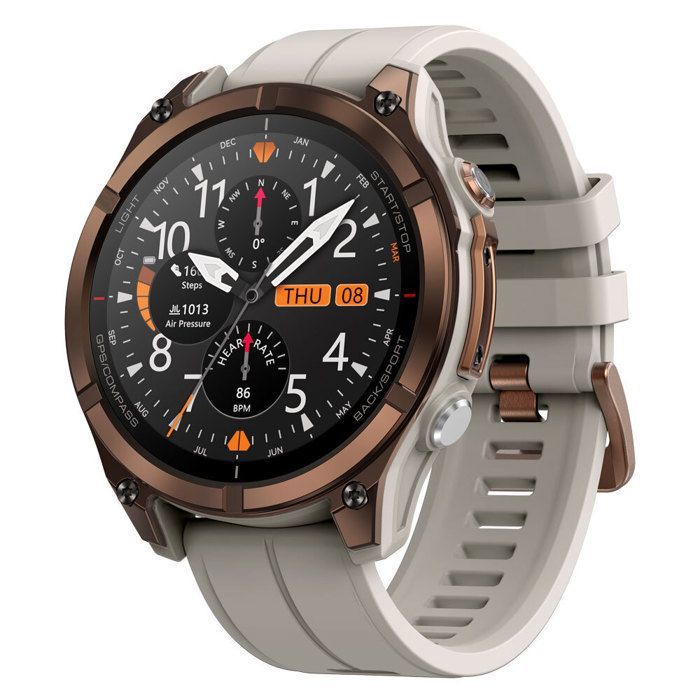 Montre connectée Zeblaze Stratos 4 Pro GPS Appel Bluetooth Écran AMOLED 1.43 Lampe Torche Étanche 5ATM-Argent