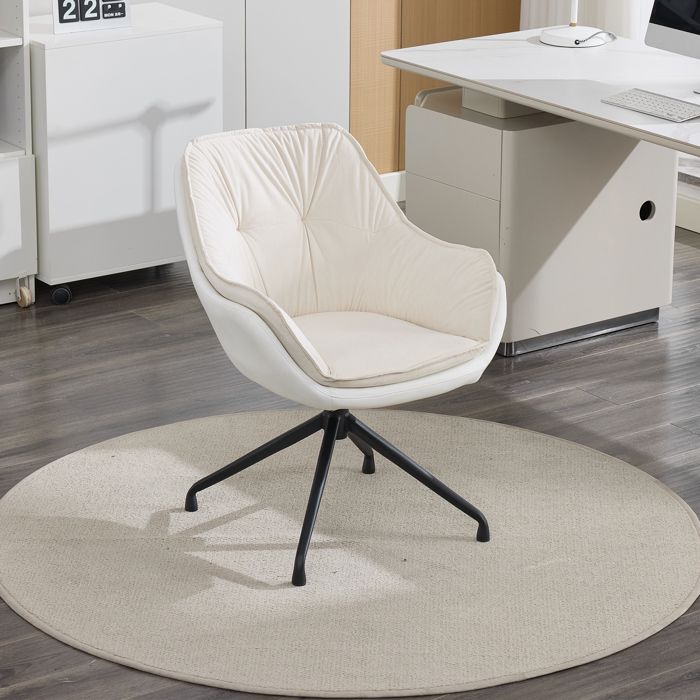 Chaise de bureau en cuir synthétique - Beige - Cuir synthétique - 67.5x66x80 cm - 7.9 kg