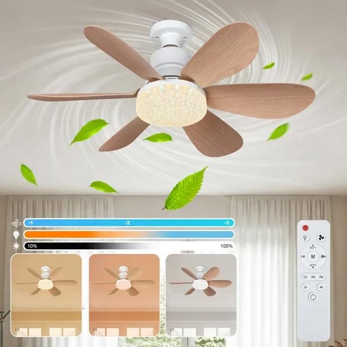 Ventilateur Plafond avec Lumiere 52cm 40W LED Lampe Plafonnier Ventilateur Silencieux avec Telecommande pour Chambre Salon Cuisine