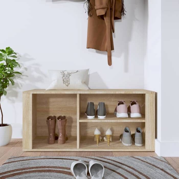 7860 Armoire à Chaussures Chêne Sonoma 100 x 35 x 45 cm en bois dingénierie avec assise pratique pour Entrée et Dressing