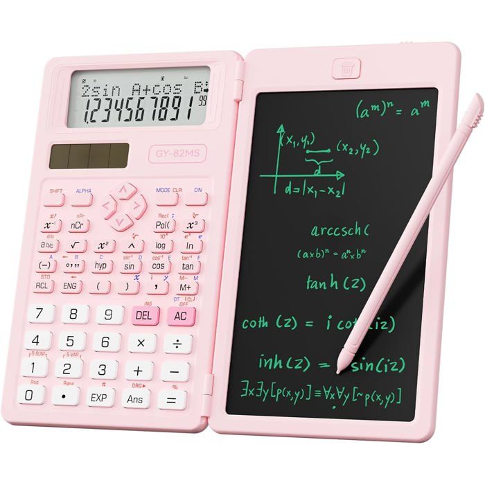 Calculatrice Scientifique Pliable Rose 240 fonctions double alimentation solaire pile bloc-notes collégiens lycéens