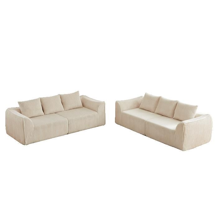 ELVORIN Canapé modulable droit 6 places 2355 x 101 x 725 cm velours côtelé sans montage beige