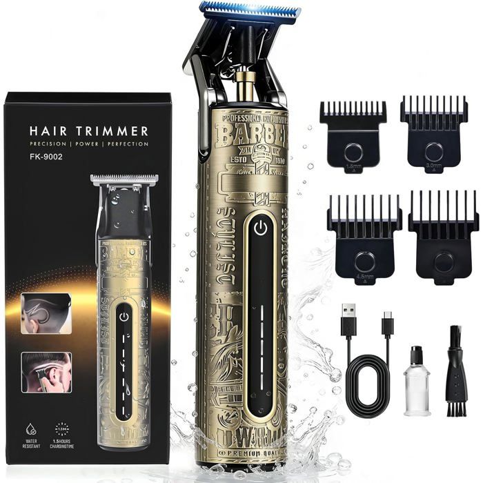 Tondeuse Barbe Homme Professionnelle Tondeuse De Finition Charge Type C Avec Indicateur 4 Sabots Magnétiques Ipx6 Pour Usage S