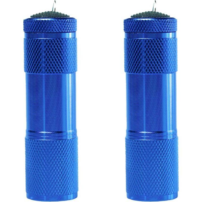 Mini lampe torche à revêtement en caoutchouc avec bandoulière portable idéale pour le camping et la randonnée bleue.2Article
