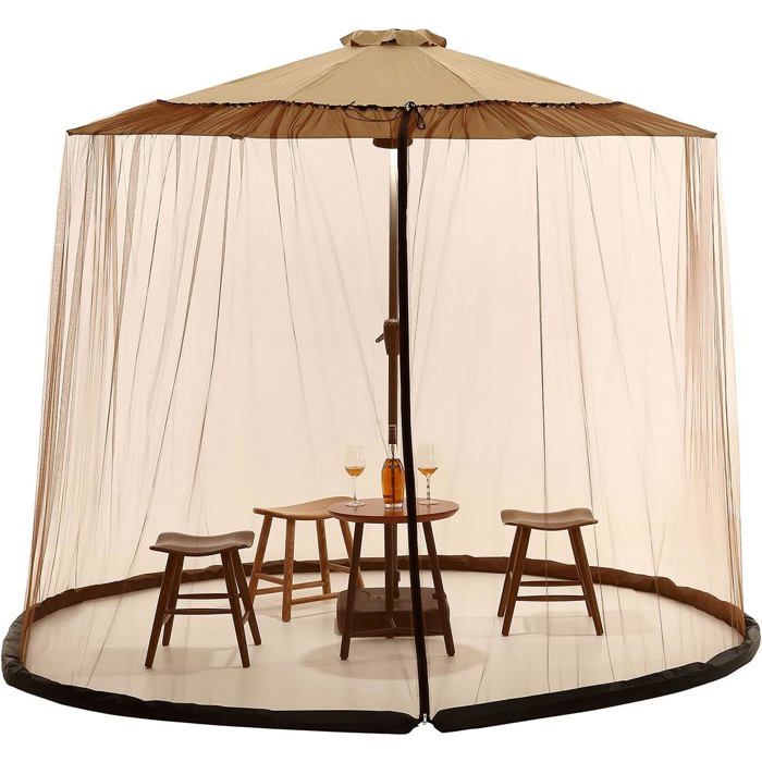 Moustiquaire pour parasol compatible avec les parasols de 2 1 m à 3 6 m (7 à 12 pieds) dotée dun filet en polyester et dune