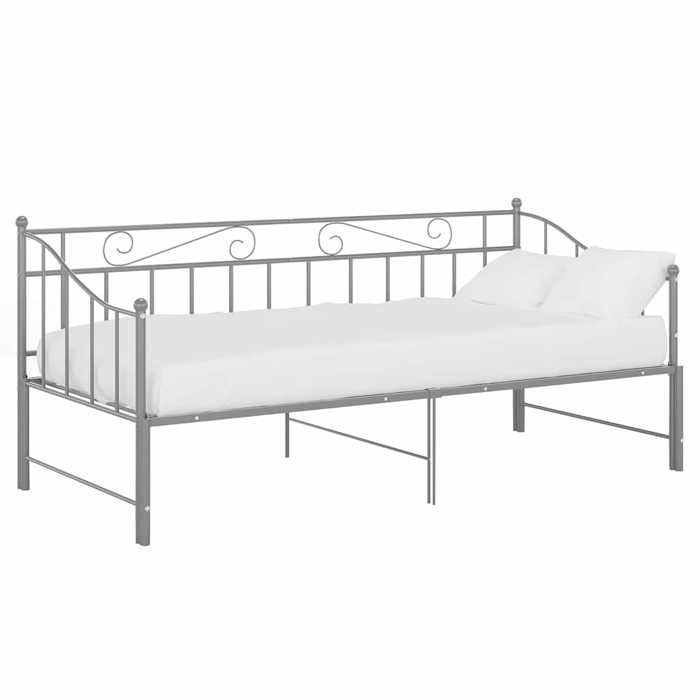 Structure de lit - HAOSHOP - Cadre de canapé-lit extensible sans matelas gris métal 90x200cm&01_93907