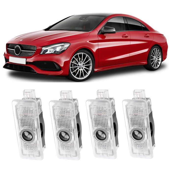 Lot de 4 projecteurs LED de porte Mercedes éclairage logo HD sans modification compatible CLA CLS Classe C A Coupé/Cabriolet