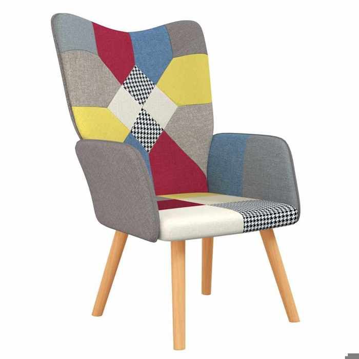 Chaise de relaxation - vidaXL - cadre en métal et contreplaqué - Fauteuil de Loisirs Patchwork Tissu 46684