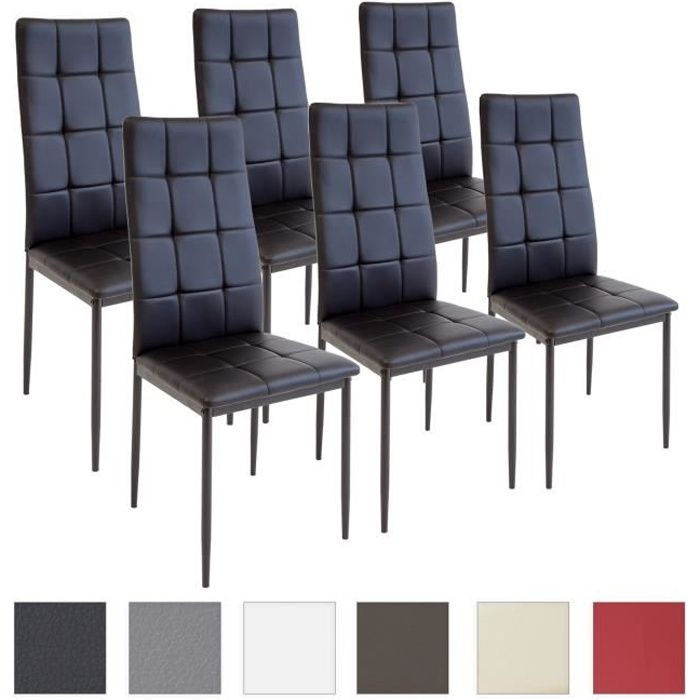 chaises de salle à manger - albatros - rimini - noir - métal - simili - lot de 6