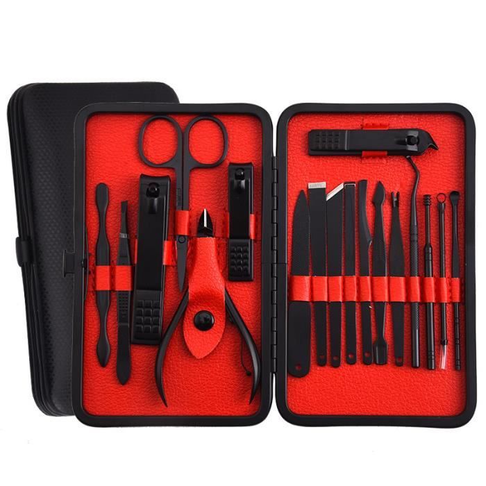 Kit Manucure Pédicure 18 Pièces Acier Inoxydable - Professionnel, Boîte De Voyage