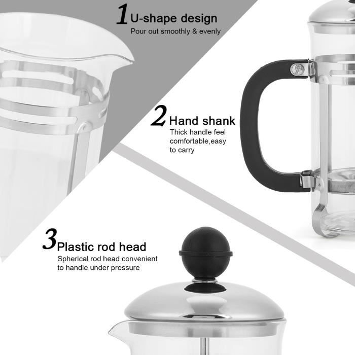 Théière Cafetière Design Acier Inoxydable 1L Avec Passoire Et Couvercle