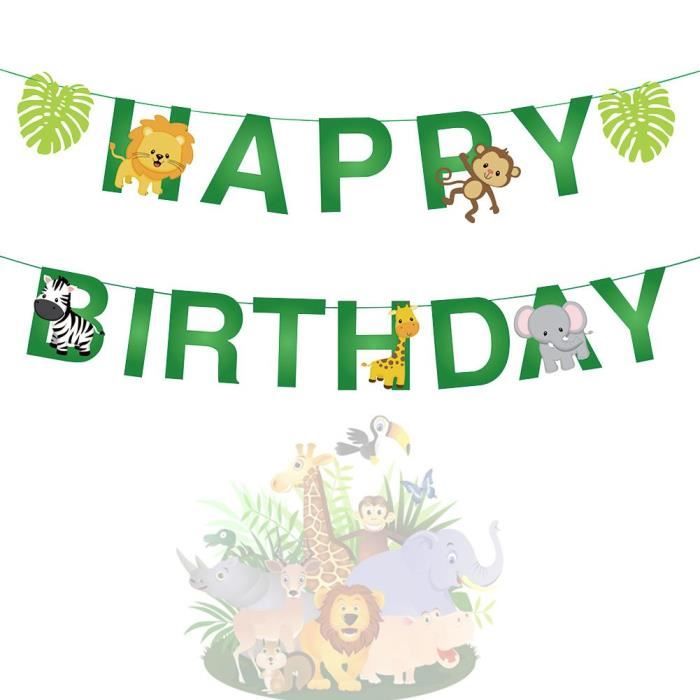 15pcs Animaux De La Jungle Feuilles Joyeux Anniversaire Banniere Decoration Pour Theme De La Foret Guirlande Boisee Birt H9el2 Cdiscount Beaux Arts Et Loisirs Creatifs