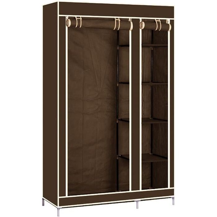 Armoire Etageres Penderie Dressing Tissu Marron Entree Chambre Achat Vente Armoire De Chambre Armoire Etageres Penderie D Soldes Sur Cdiscount Des Le 20 Janvier Cdiscount