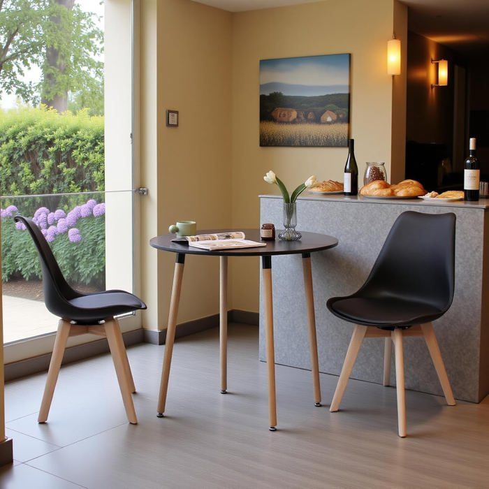 H.J WEDOO 2× chaises de salle à manger design contemporain scandinave-Noir H.J WEDOO 2× chaises de salle à manger design contemporain scandinave-Noir