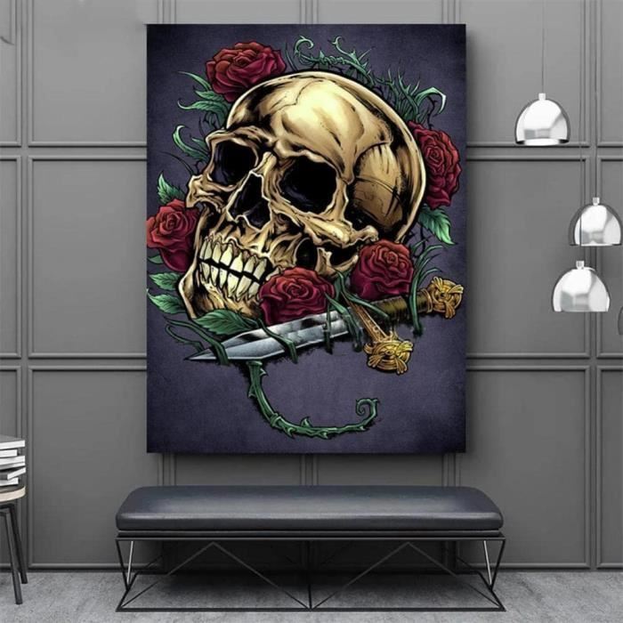 Crâne Diamond Painting, Peinture Diamant Crâne, Diy Broderie Diamant