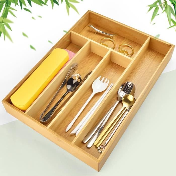 BAKAJI Range-Couverts pour tiroir 37 x 31 x 5 cm Bamboo Naturale :  : Cuisine et Maison