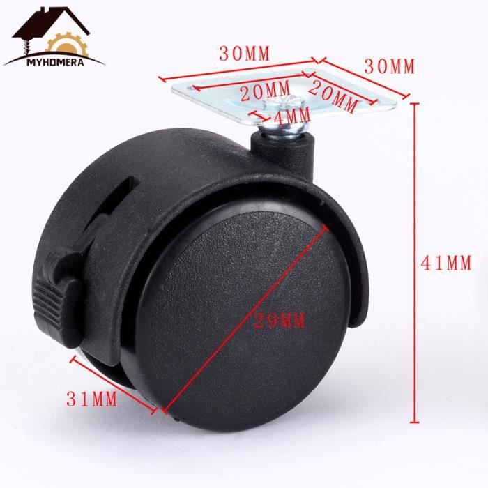 YHBZ Roulette Industrielle Robuste 4 Pouces Avec Frein - Charge 450kg, Roue Polyuréthane Tout-Terrain