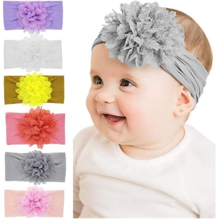 ✿ Bébé Fille Enfant Nylon Fleur Souple Bandeau Élastique Cheveux Vêtement  Tête