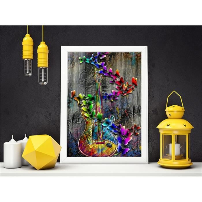 Kit Peinture Diamant 5D Guitare Musique 40x50cm - Broderie Diamant Complete DIY Art Mural