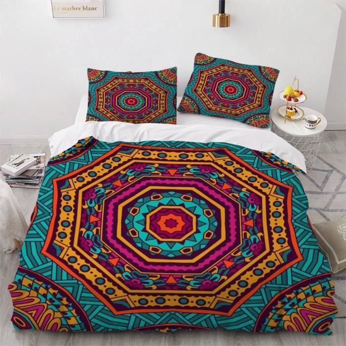 Indien Reine Taille Boho Literie & Housse Oreiller Paon Mandala Couverture Doona
