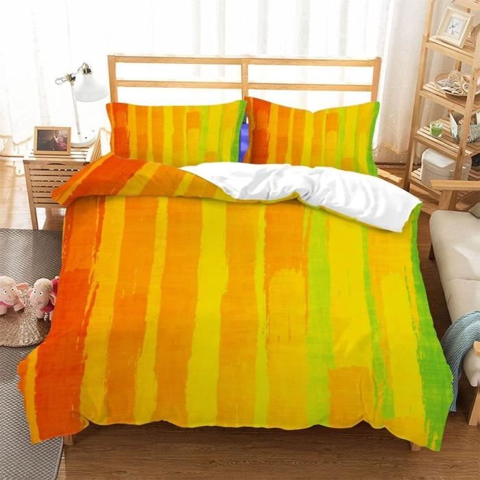 3pcs Arc-en-ciel Ensemble de Housse de Couette Dessin Animé Signe D
