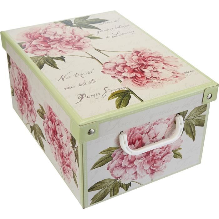 Boîte De Rangement Avec Couvercle Lavatelli Medium 32x42x17,5 Cm Violettes - Carton Renforcé Idéal Vêtements Chaussures