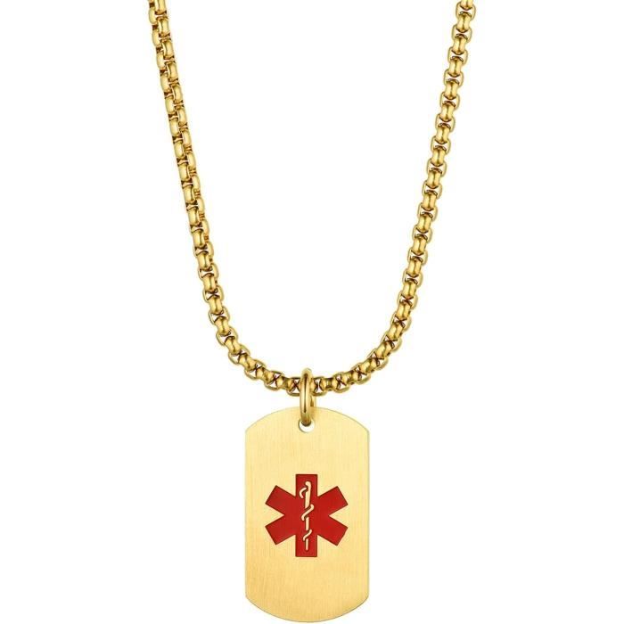 Collier Militaire Personnalisable Bandmax - Dog Tag Avec Texte/photo - Acier Inoxydable Plaqué Or