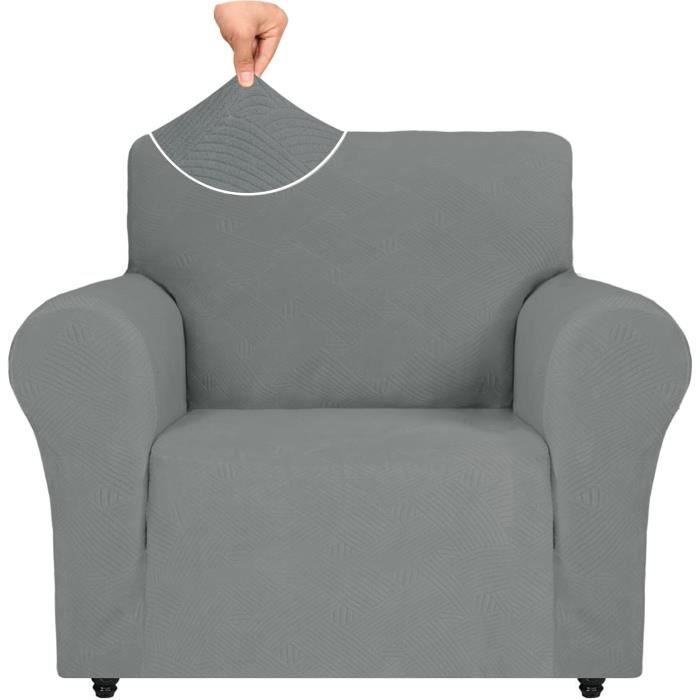 Housse de Fauteuil Extensible - Marque - Modèle - Gris - Uni - Rectangulaire