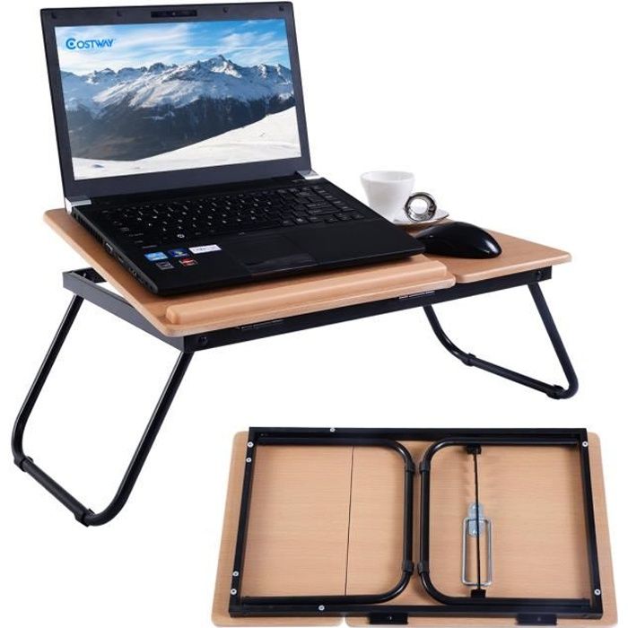 Table de Lit Ordinateur Portable PC Réglable en Hauteur et Inclinaison  Plateau Lit Pliable Ajustable Tiroir - Achat & prix
