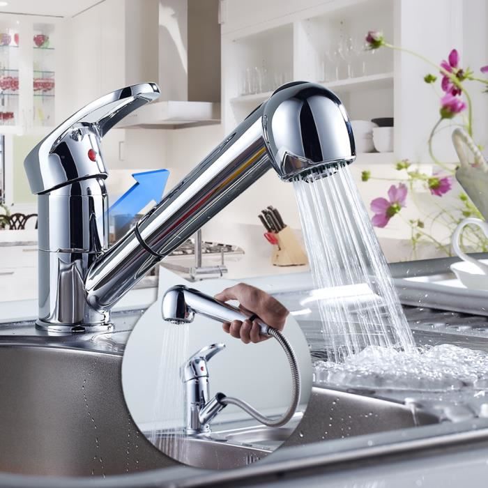 Auralum Robinet de Cuisine Chromé avec Douchette Extensible Robinet d