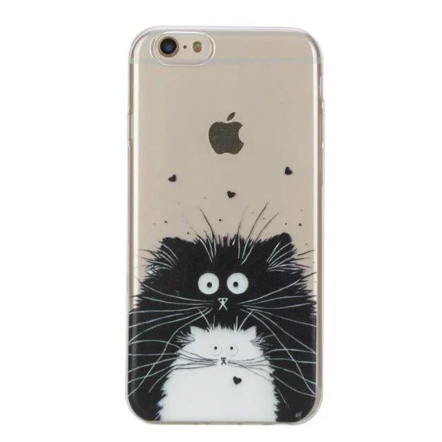 Coque Iphone 6 Plus 6s Plus Mignon Chat Noir Blanc Amour Coeurs Dessin Anime Animal Unique Mobile Protecteur Doux Dos Coquille Cdiscount Telephonie