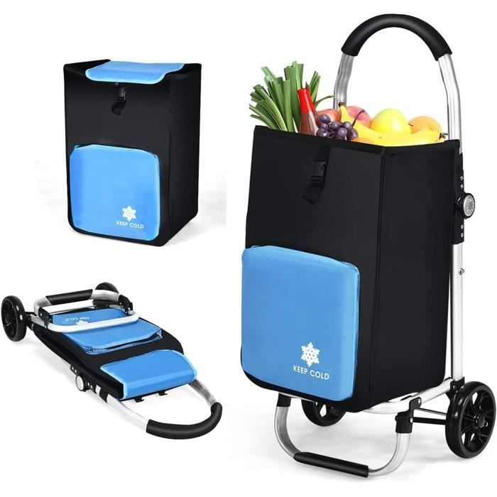 Chariot De Courses Pliable Pour Aliments, Avec Sac Amovible De 35 L Et 2 Roues Chariot A Main Portable Pour Les Courses Et Livraison De Colis 98134276