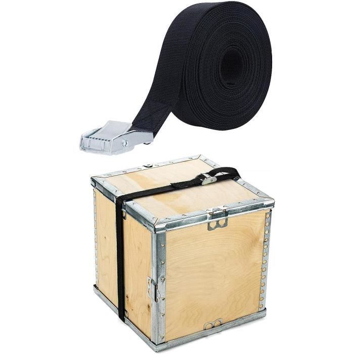 Sangles D'Arrimage BB Sport - Lot De 6, 2.5m X 2.5cm, Charge Max 250kg, Noir Polyester