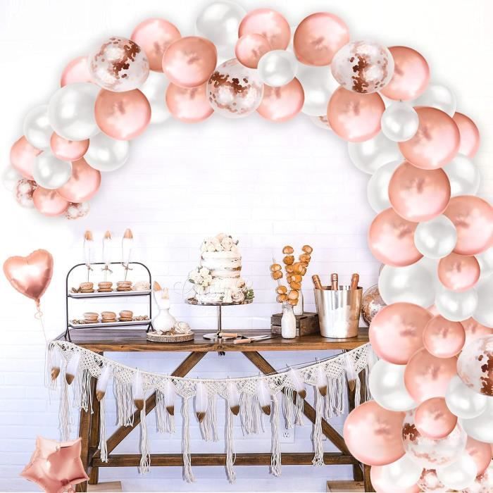 Kit Arche Ballon Rose – 164 Pièces – Rose Gold, Rose Vif, Blanc – Déco Anniversaire, Baby Shower, Mariage – Avec Outils