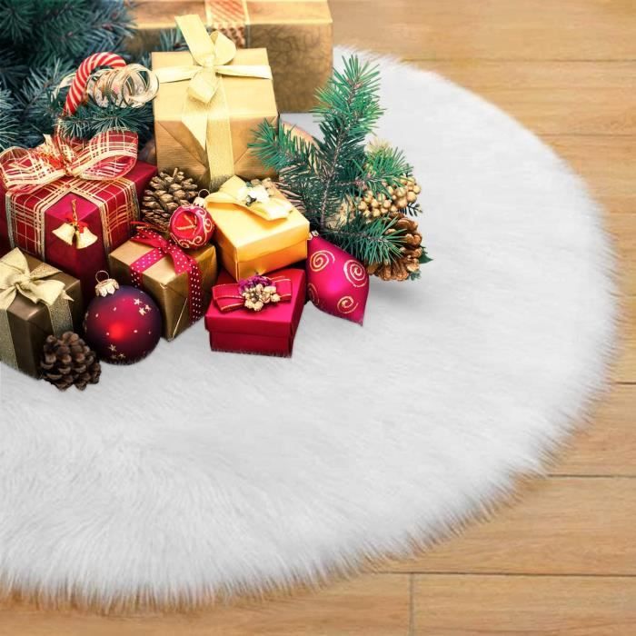 Jupe De Sapin De Noël Rouge - 90 Cm De Diamètre, Tapis Décoratif Cache-Pied Pour Arbre De Noël