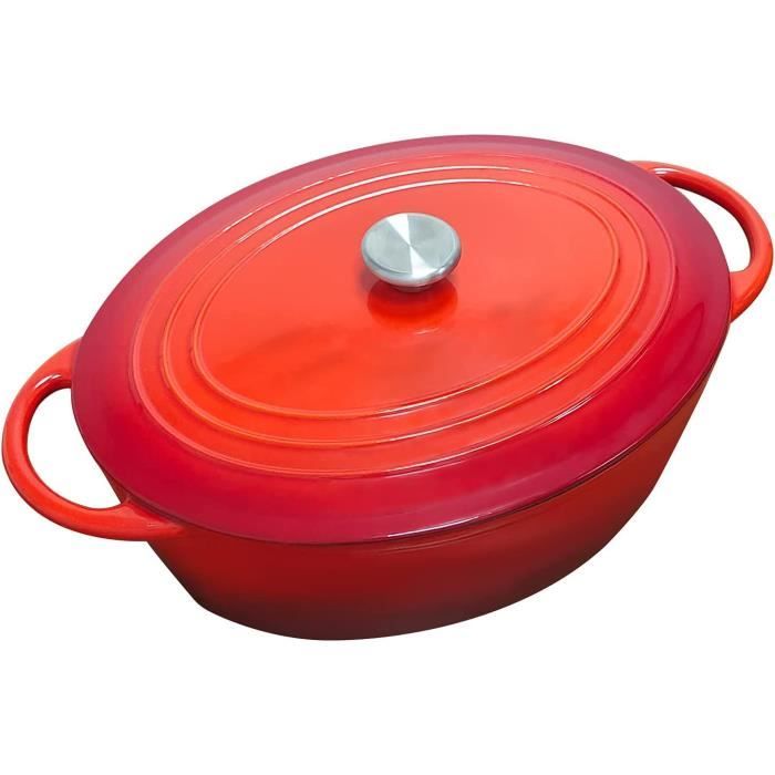 924⚜️ Ancienne Cocotte à Fondue Marmite, Faitout en Fonte Émaillée Orange