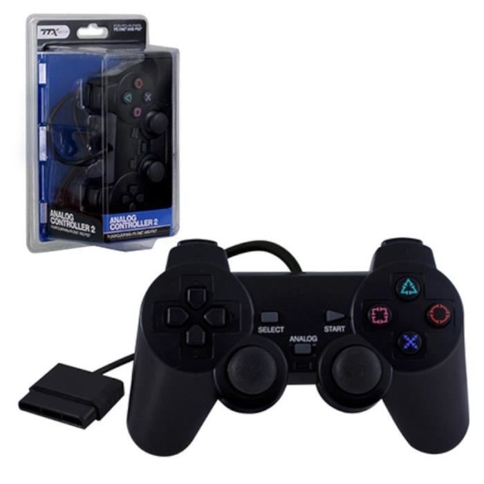 TTXTECH Manette Pad Joystick Analogique filaire Dual Shock 2 Pour Console Sony PlayStation 2 PS2 Noir