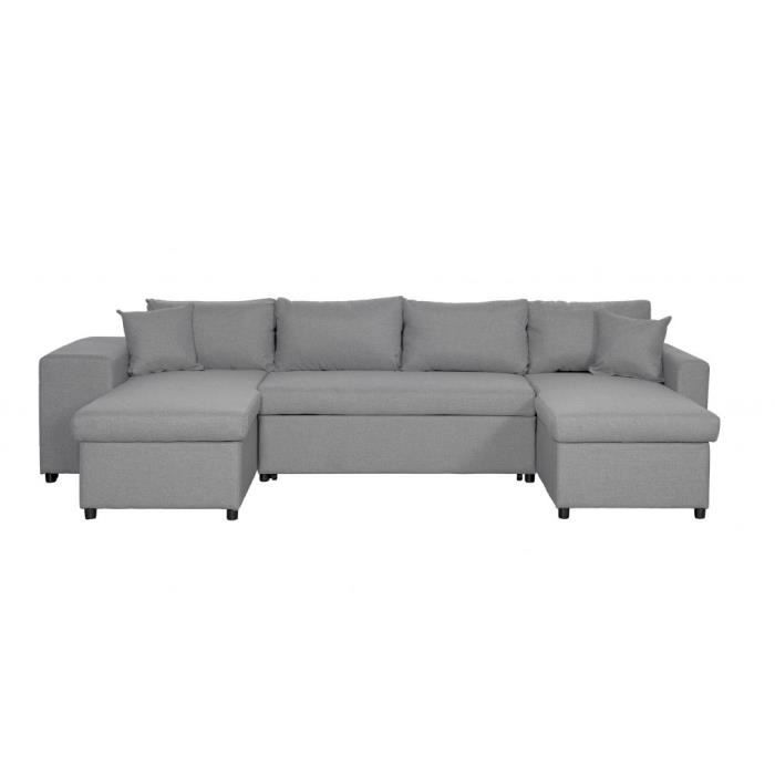 Canapé d'angle 6 places Gris Tissu Moderne Confort
