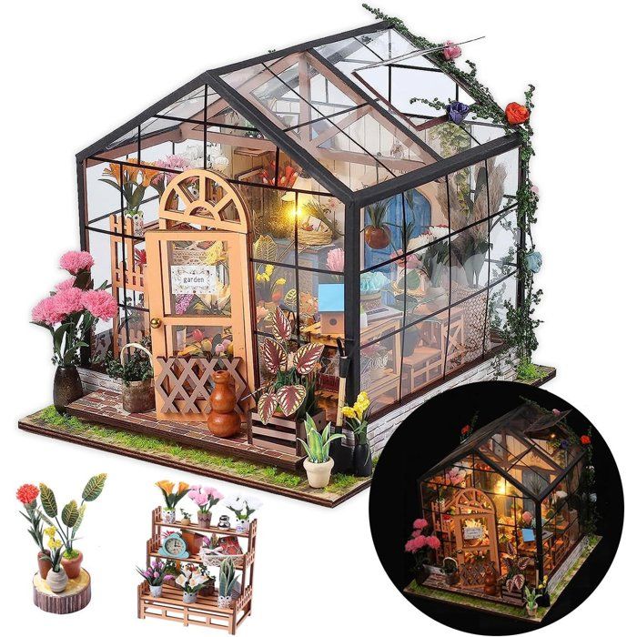 Book Nook - Kit DIY à construire Maquette 3D Serre Livre - Serre Fleurie Green Nook - 20 x 18 x 19 cm