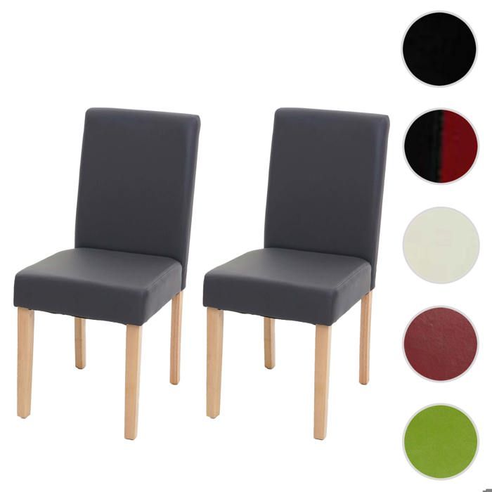 2x chaise de salle à manger Littau simili cuir gris mat pieds clairs