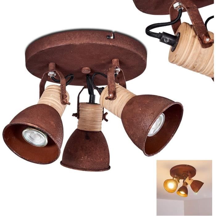 Plafonnier Led Finsrud, Plafonnier En Métal-Plastique Doré-BlancLuminaire Au Design Rétro