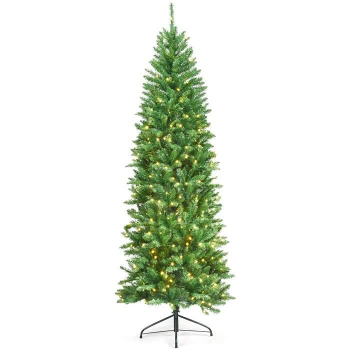 GOPLUS 150 CM Sapin de Noël Noir avec 180 Lumières LED Violet,Arbre de