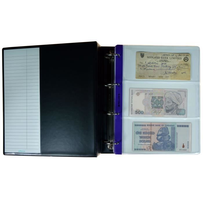 album de collection avec 50 feuilles pour jusqu/à 100 billets SAFE 4139 album de billets bleu Papier monnaie 215 x 150 x 58 mm