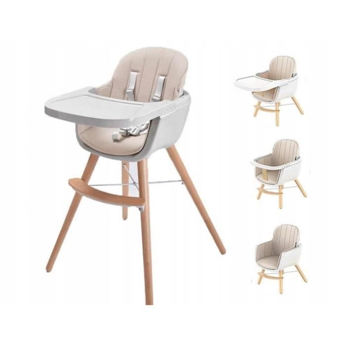 Adria Chaise Haute Evolutive 2en1 Bebe Enfant Style Scandinave Nordique Pieds Bois Siege En Simili Cuir Repose Pieds Beige Cdiscount Puericulture Eveil Bebe