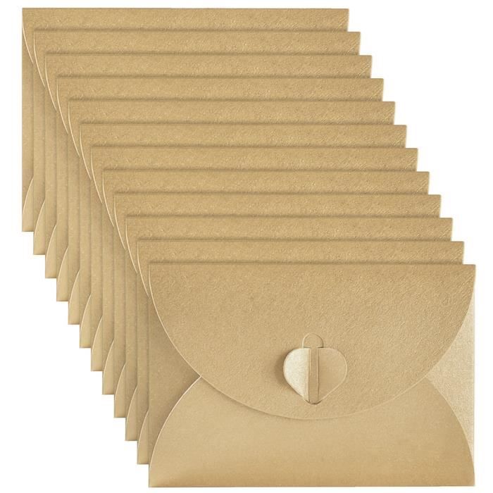 Petite Enveloppe Kraft, 50 Pièces Enveloppes avec Cartes Kraft