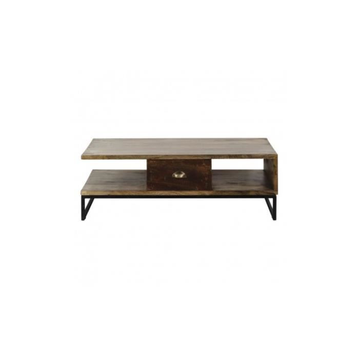 Table basse industriel bois et acier WOODLAND Cdiscount Maison