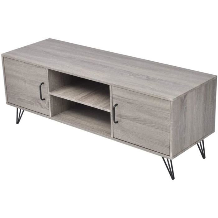 Meuble TV avec Deux Prises de Câble Pratiques Meuble TV Salon Moderne